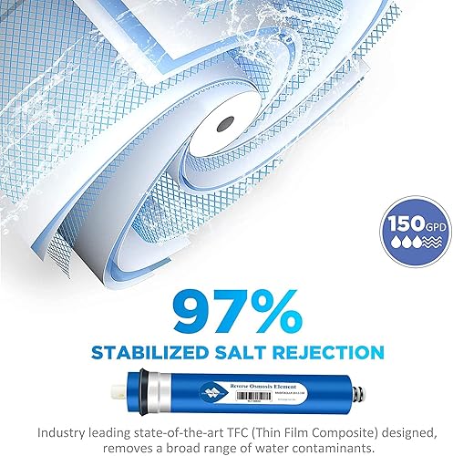 Miniatura 16 de Membrane Solutions ROULP-1812-50 - Membrana de ósmosis inversa estándar de 50 GPD RO de 1.75 x 11.75 pulgadas para cocina bajo el fregadero y tanque