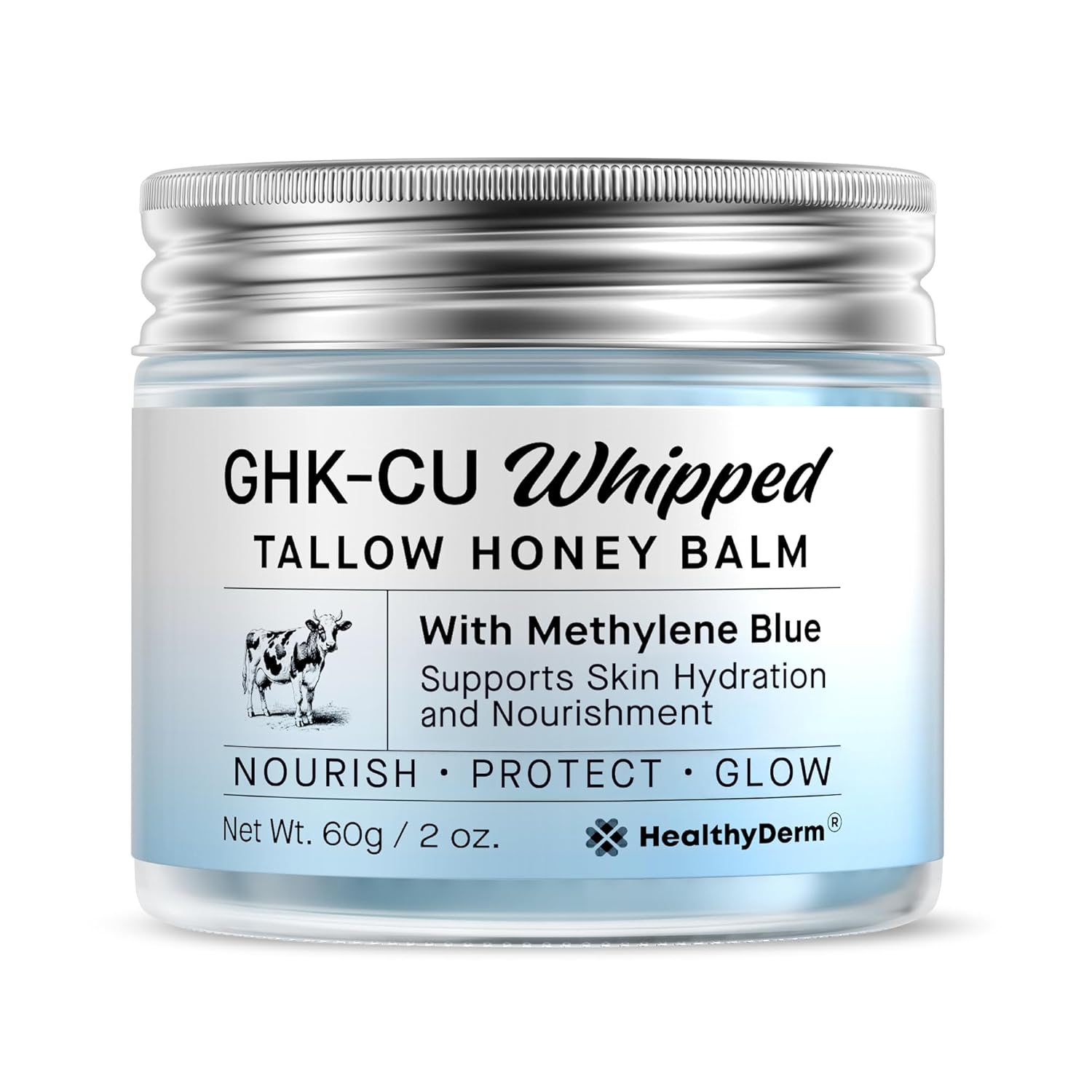 Copper Peptides GHK-Cu Beef Tallow for Skin: Blue Balm with Methylene Blue, Manuka Honey & Vitamin E – Natural Face and Body Moisturizer for Mature, Dry & Sensitive Skin – 2oz - Image 8