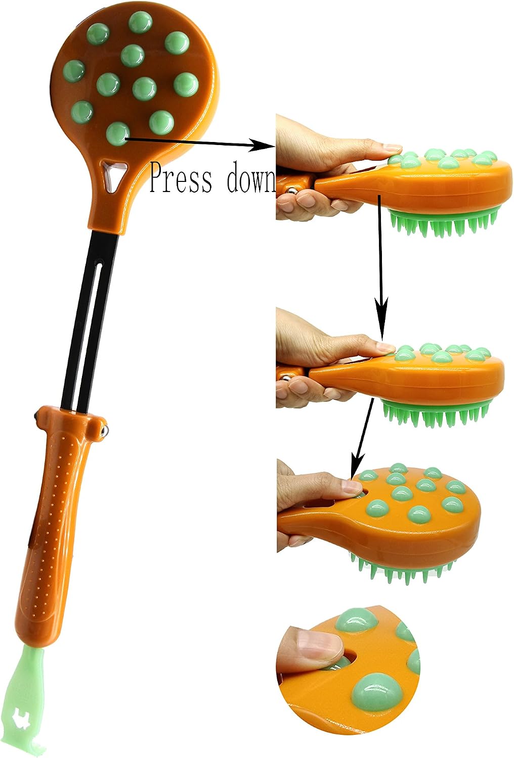 Massage Hammer,Multifunctional Stretchable Health-Preserving Back Scratcher and Body Relaxation Massager,for Household, Office Workers Blood Circulation Tool(Orange)