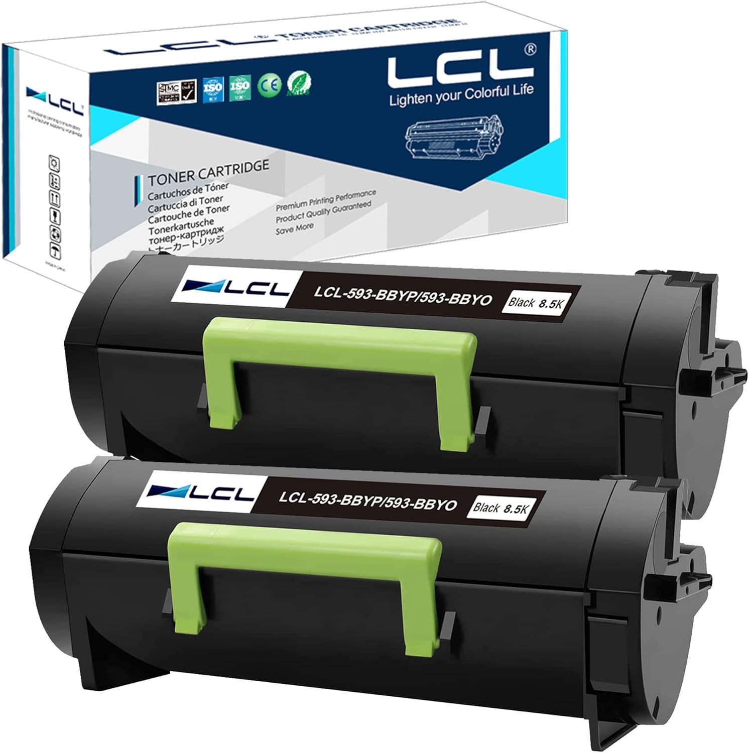 S2830dn S2830 Black High Capacity Toner Cartridge 593-BBYP 593-BBYO CH00D Replacement for Dell S2830dn S2830 Printer (2-Pack, 8,500 Pages)