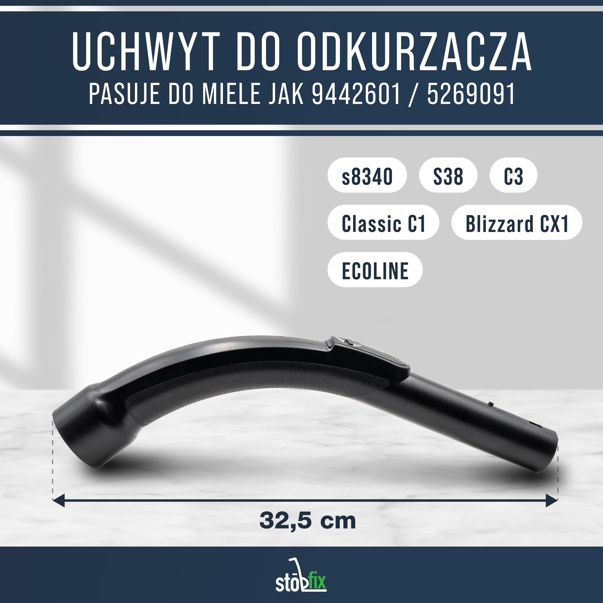 Uchwyt część zamienna do odkurzacza Miele 35 mm, uchwyt węża do odkurzacza Miele, akcesoria pasujące do 9442601, np. do s8340 S381 Complete C3 Classic C1 ECOLINE