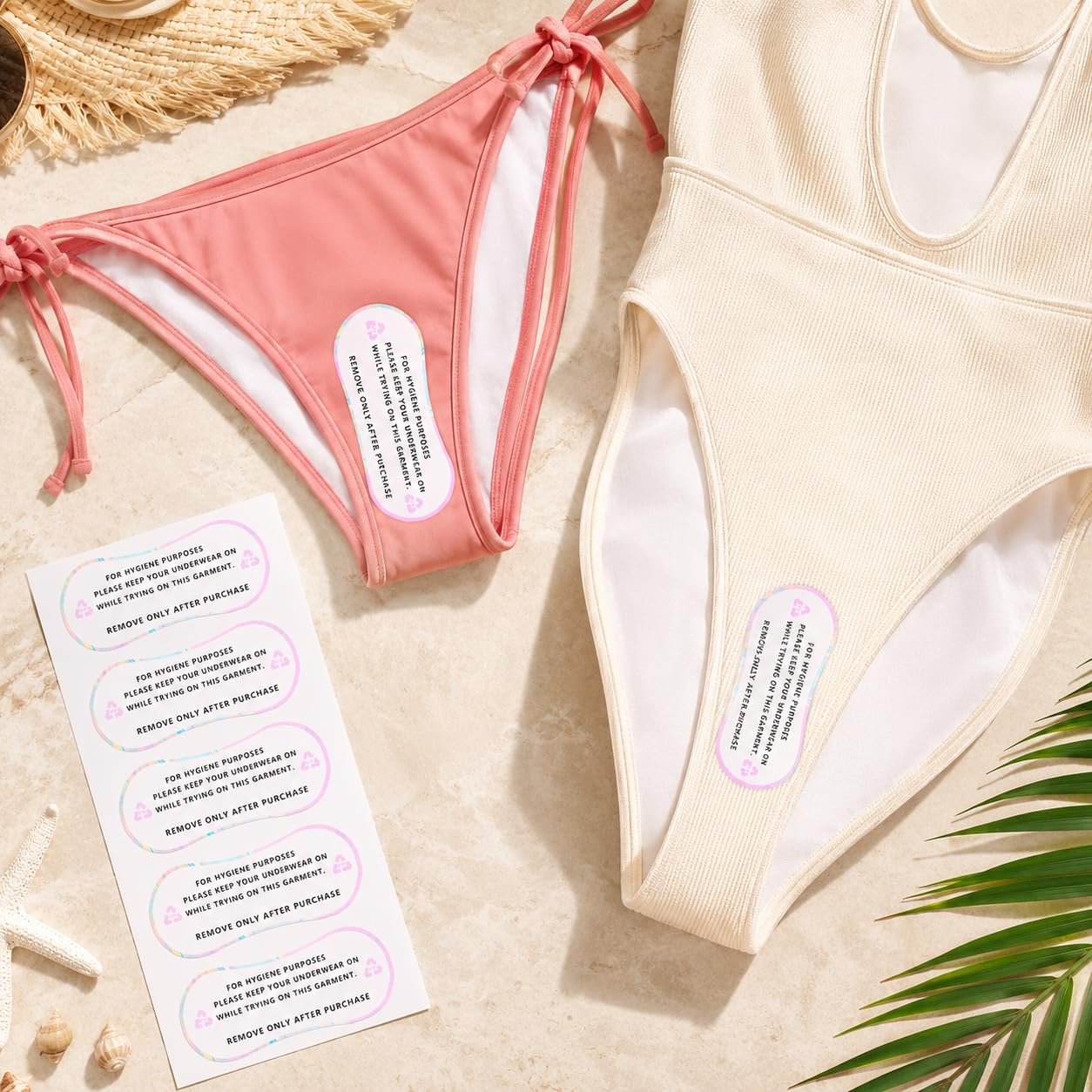 UK Warehouse - 100 adesivi protettivi per biancheria intima, costumi da bagno, etichette adesive trasparenti, 10,2 x 5,1 cm, per costumi da bagno