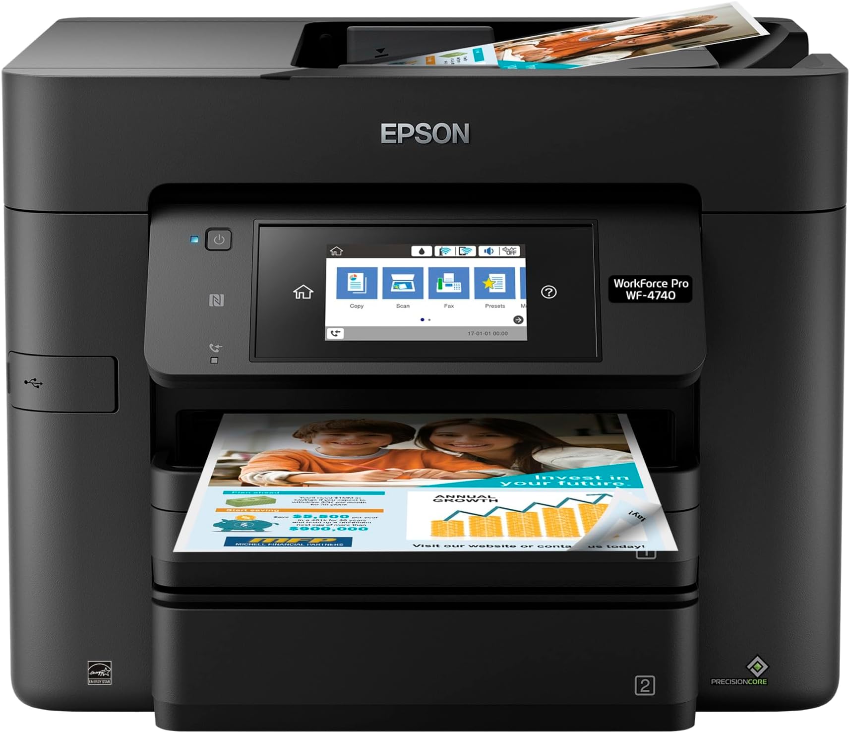 WorkForce Pro WF-4740 Wireless All-in-One Color Inkjet Printer, Copier, Scanner with Wi-Fi Direct, Amazon Dash Replenishment Ready