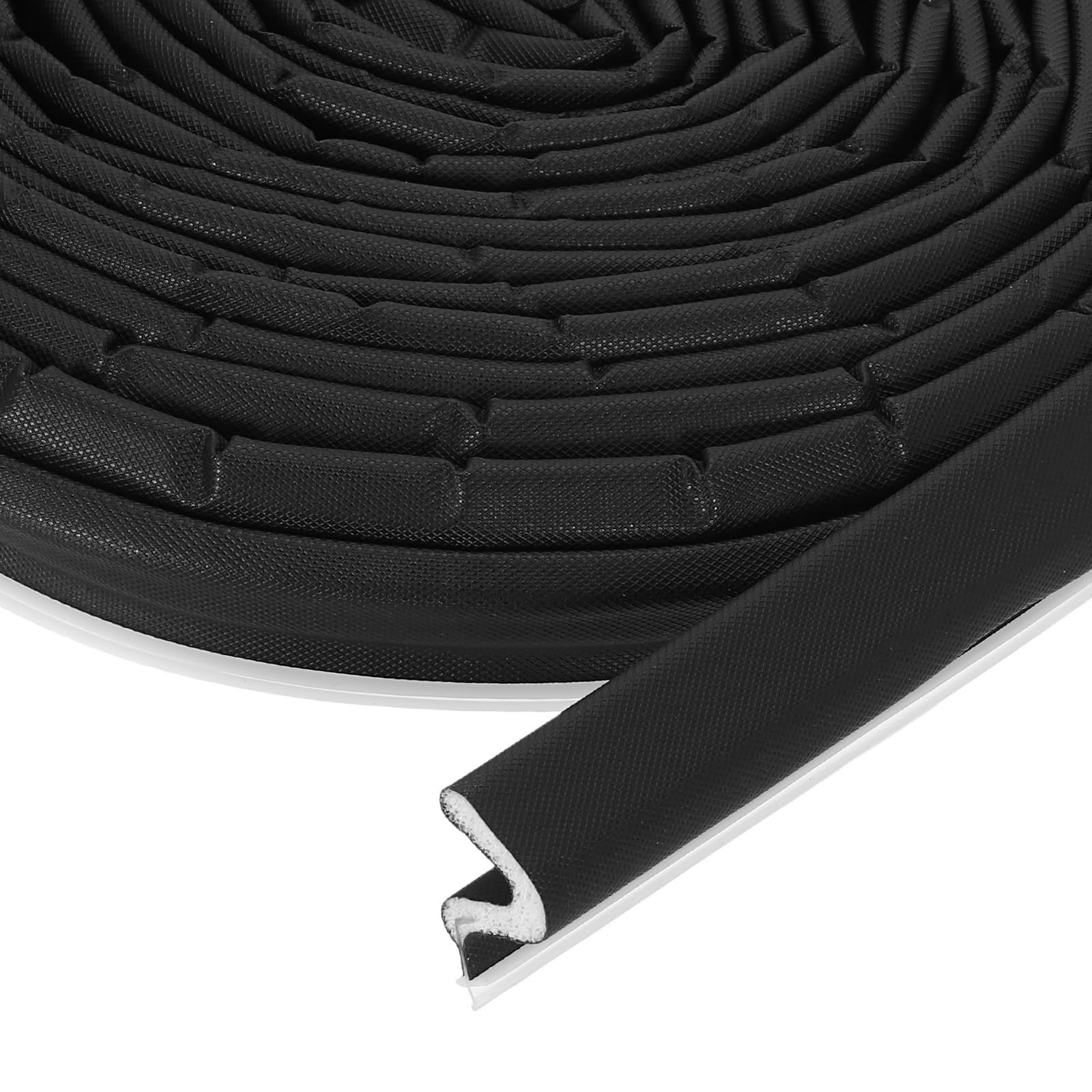 sourcing map Weather Stripping Door Seal, 29 ft Foam Kerf Weather Strips V-Shape Soundproofing Exterior Door Frame Seal Strip for Large Gap (Black Cover/White Foam)