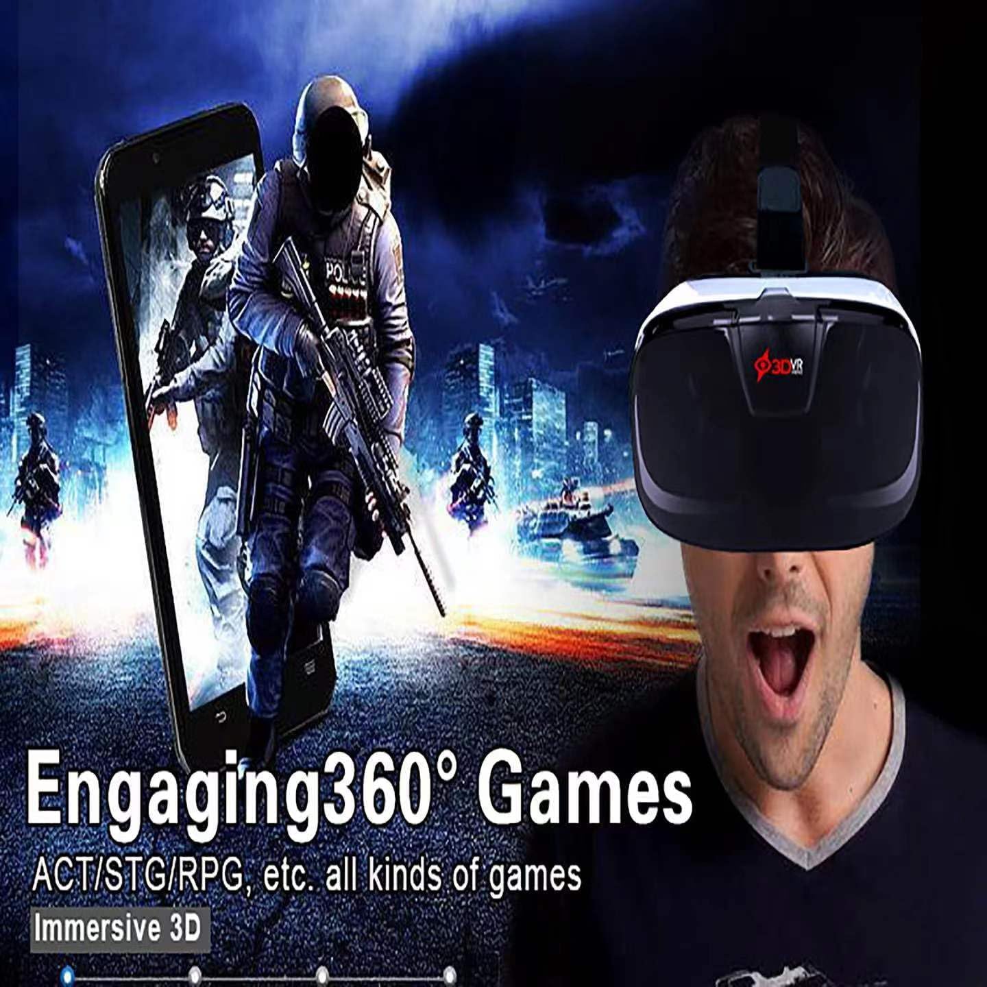Cuffie VR per telefono con controller, compatibili con iPhone, Samsung e Android, realtà virtuale 3D, per bambini e adulti, occhiali VR per smartphone, lenti HD con protezione per occhi da 4,5 a 6,3