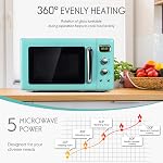 SIMOE Retro Microwave Oven 0.9Cu.ft,900W Compact Countertop Microwave w/5 Micro Power & 8 Auto Cooking, Child Lock, Timer Setting & Glass Turntable, LED Display, Mint Green