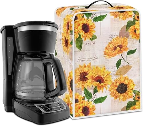 Mumeson Cubierta para cafetera de girasol vintage, cubierta de licuadora, protección contra el polvo, cubierta lavable para electrodomésticos,