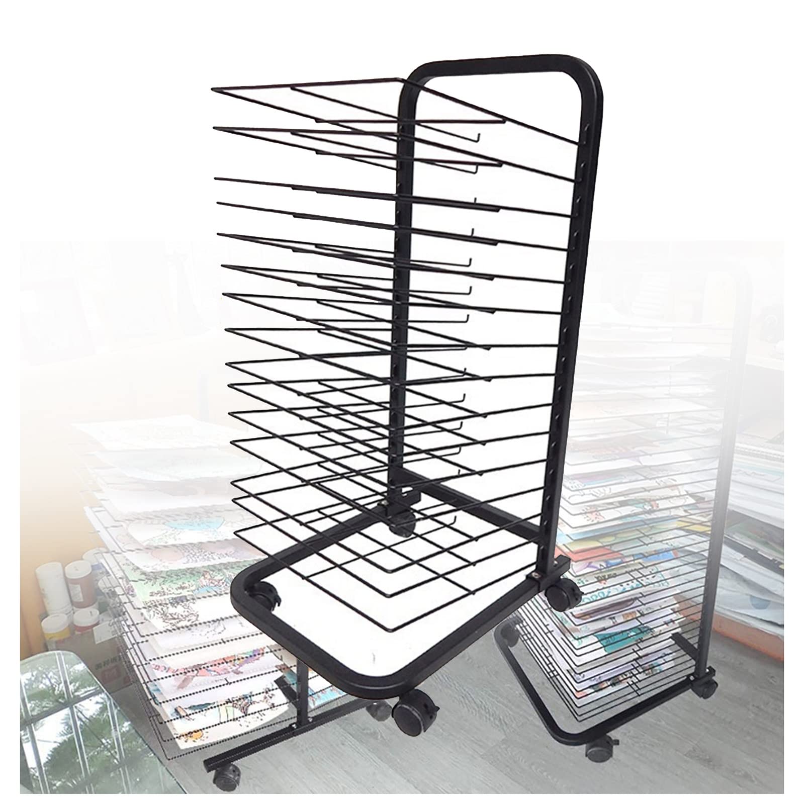 Kunstkleidung Staffel, Bildungsprodukte, Perfekt for Schulen Und Kindergärten, Platzsparende Racks, Ingenieurschild, 15tier (Size : 15Tier)