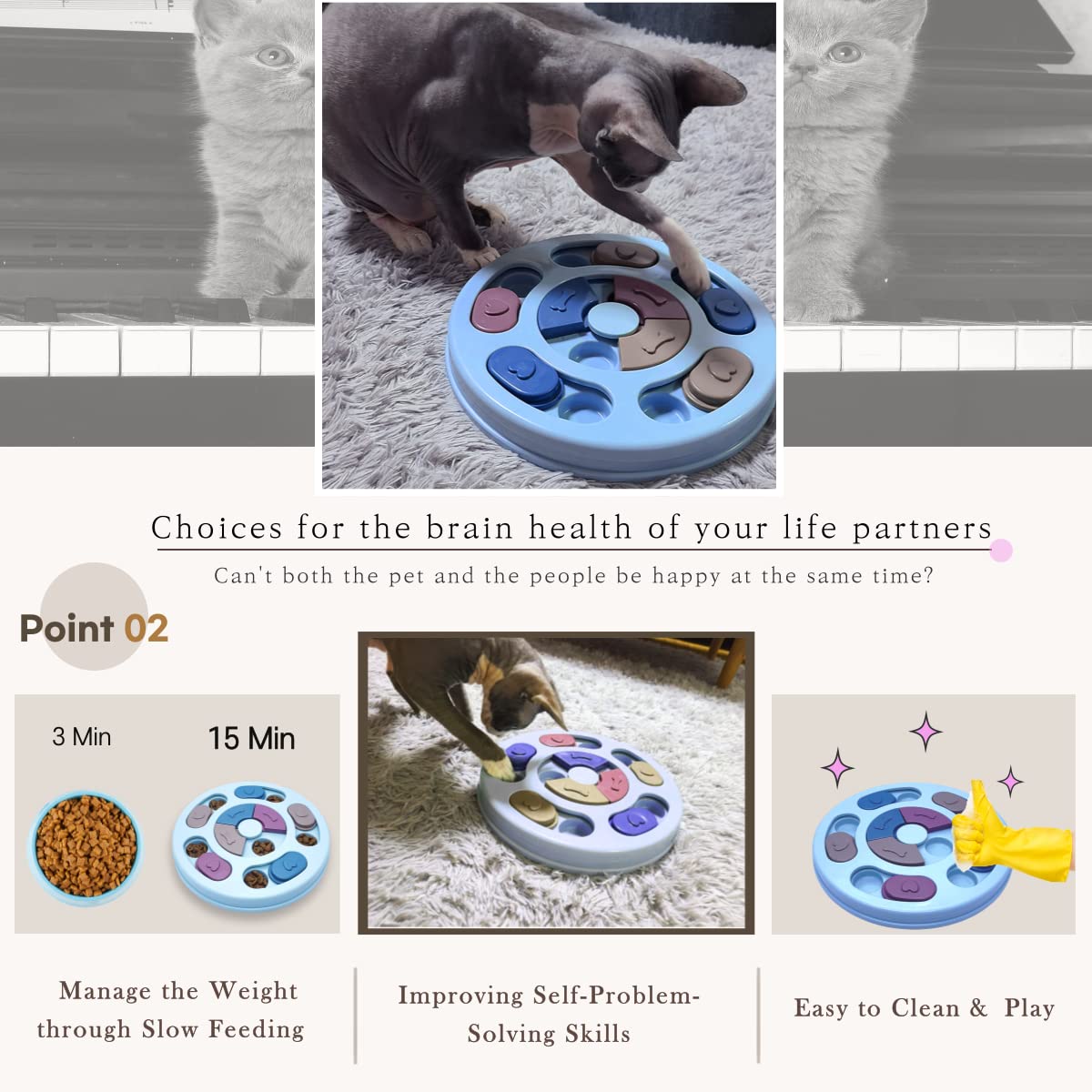 CYBERNOVA Giocattolo Interattivo Per Gatti Con Bacchetta A Molla, Dispensatore Di Croccantini Incorporato/giocattolo Puzzle Per Animali Domestici/alimentatore Lento Per Gatti E Gattini (verde - 3