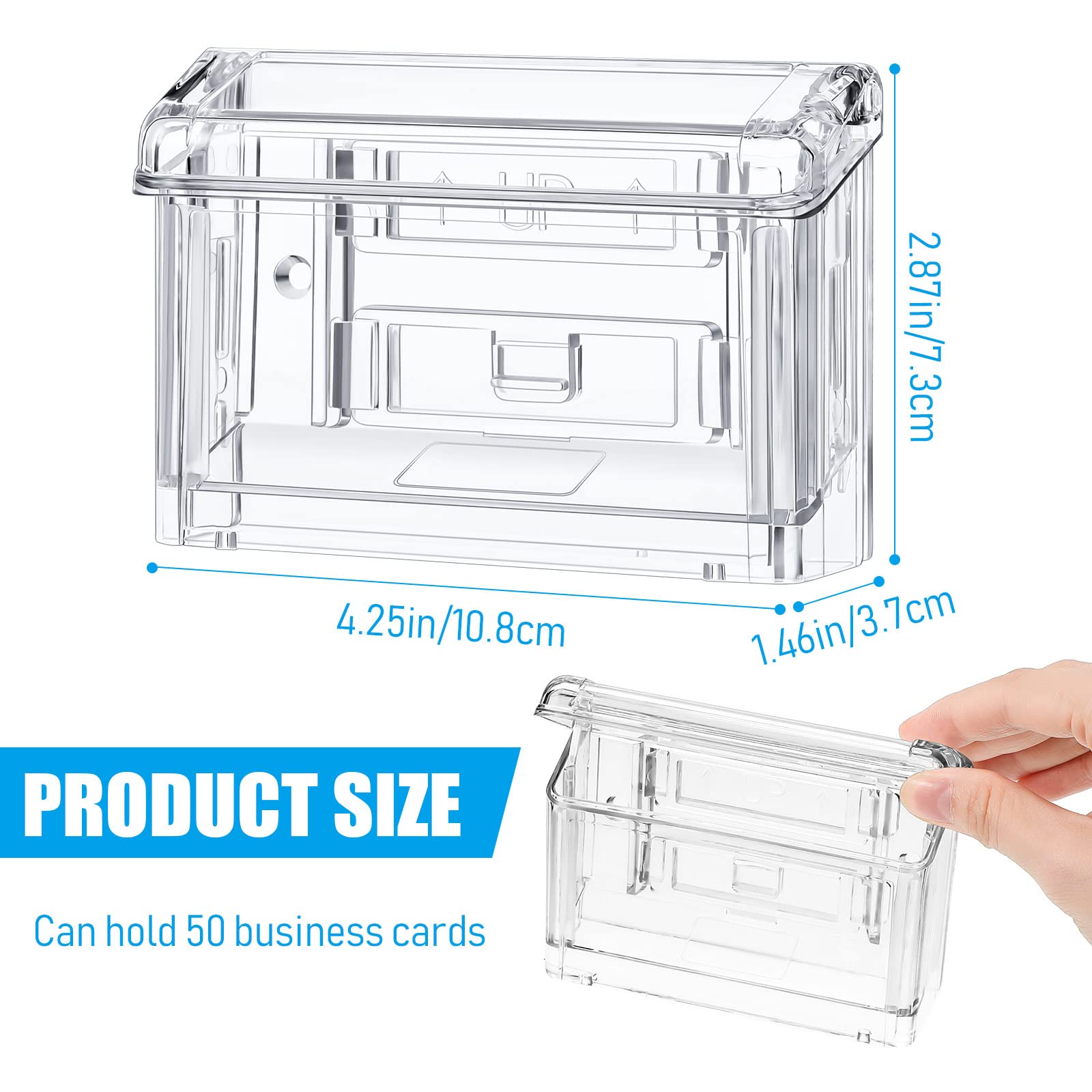 Lot de 8 porte-cartes de visite en acrylique transparent - Pour bureau, magasin, camion, extérieur - 10,8 x 3,7 x 7,3 cm