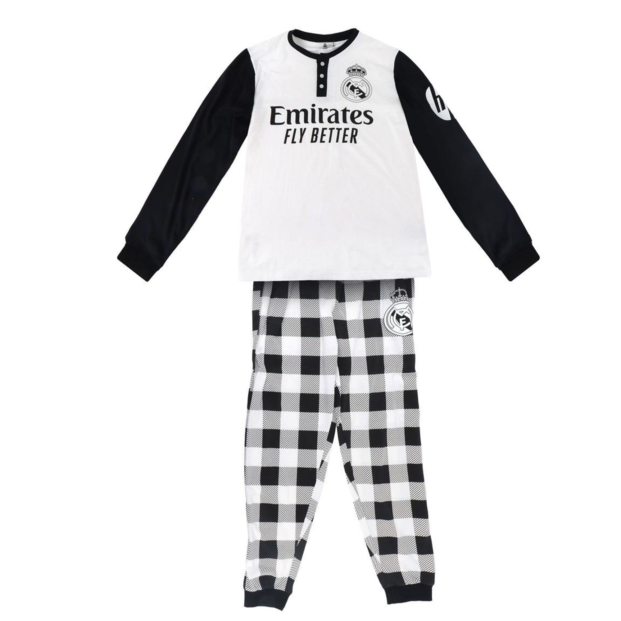 Pyjama Real Madrid pour des Nuits Confortables et relaxantes – Pyjama Officiel du Real Madrid au Design Unique, Blanc, XL