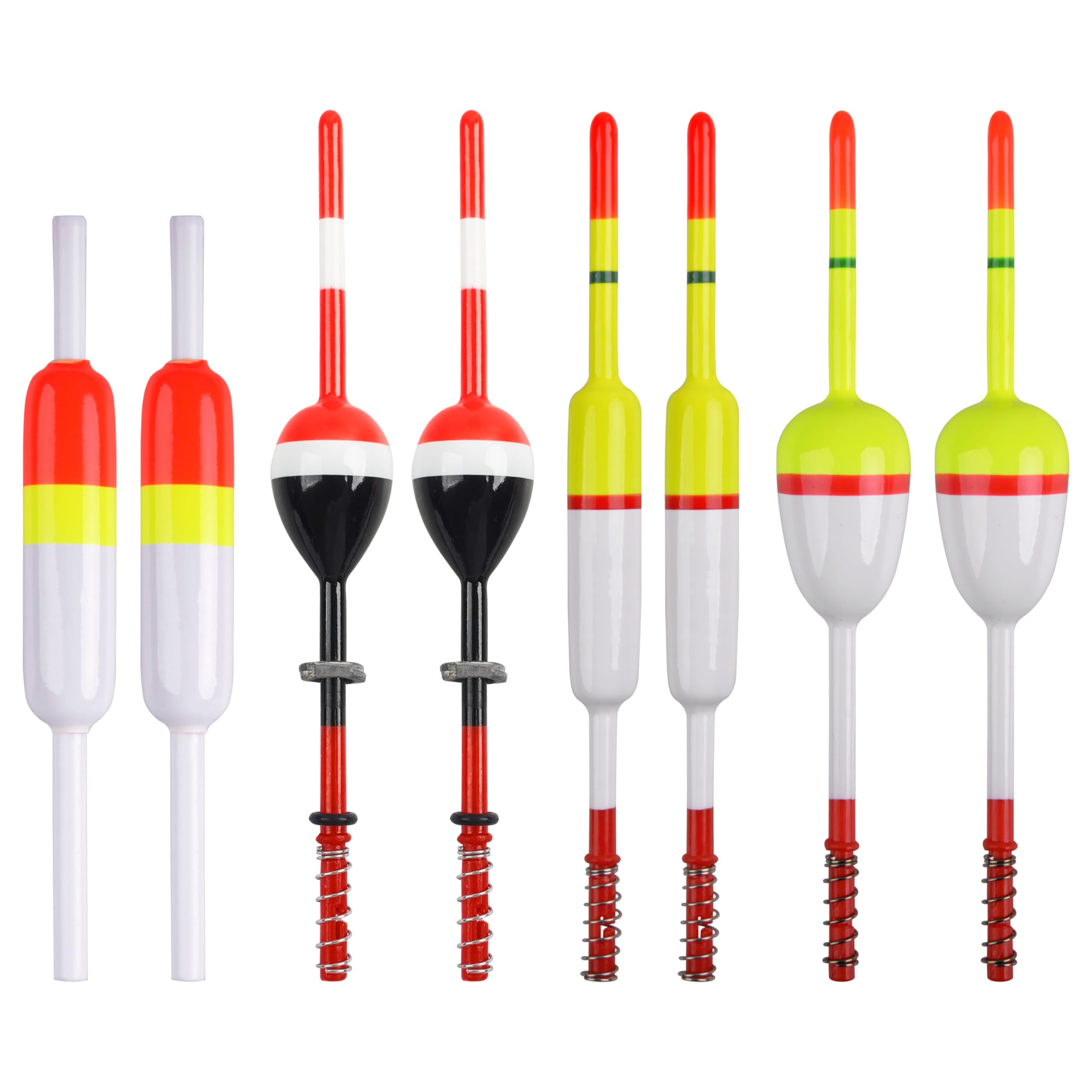 OROOTL 8-Pack Bobbers for Fishing, Balsa Wood Slip Bobbers Spring Floats Oval Stick Fishing Float Bobber with Weight for Crappie Catfish Trout Panfish Walleyes