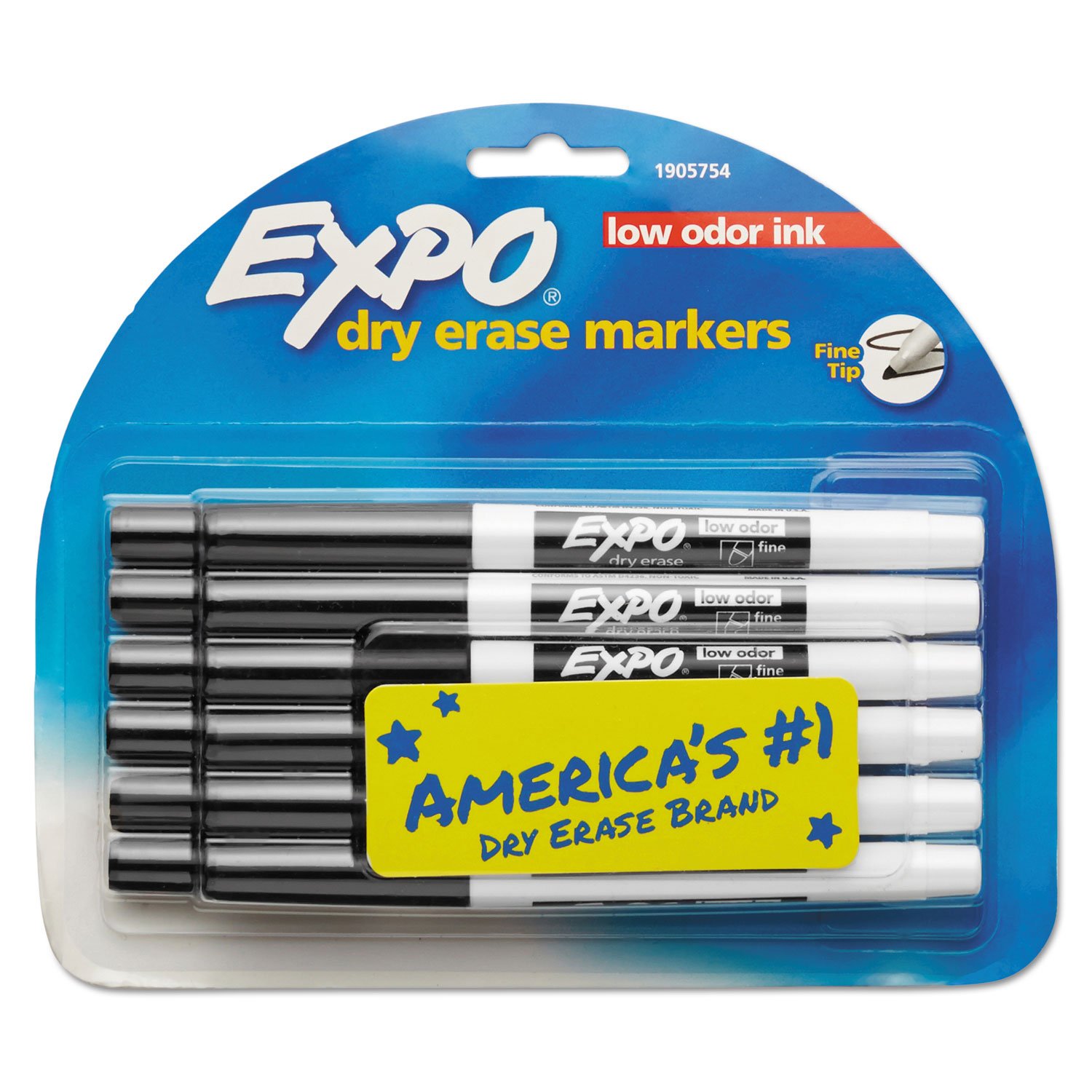 EXPO 86001 Low Odor Dry Erase Marker Fine Point Black Dozen