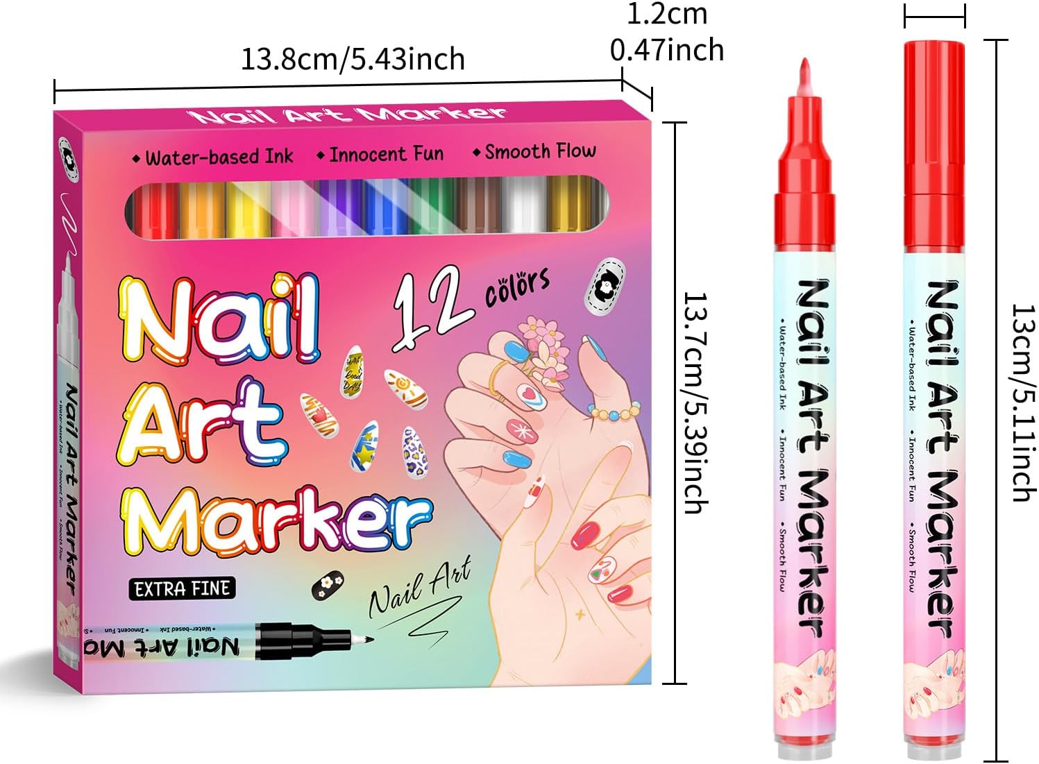 Nails Painting Marker Pen Waterproof Gel Nail Drawing Liner Pen Decoration Nail Graffiti Pen Home & Salon Manicure Tools