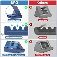 Vista 4 de KDD - Soporte de almohada para tablet, soporte plegable para iPad para regazo, cama y escritorio - Base para tablet con almohadilla suave y soporte