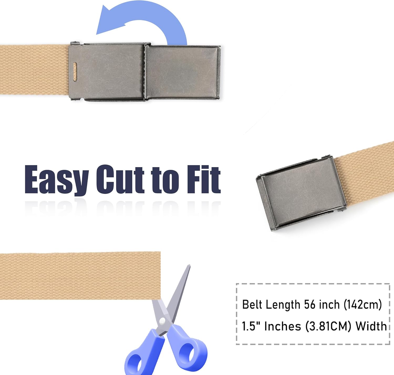 Mile High Life Canvas Web Belt | Cut to Fit Up to 52" | Flip-Top Matte Silver Nickel Buckle 12 Colors - Image 7