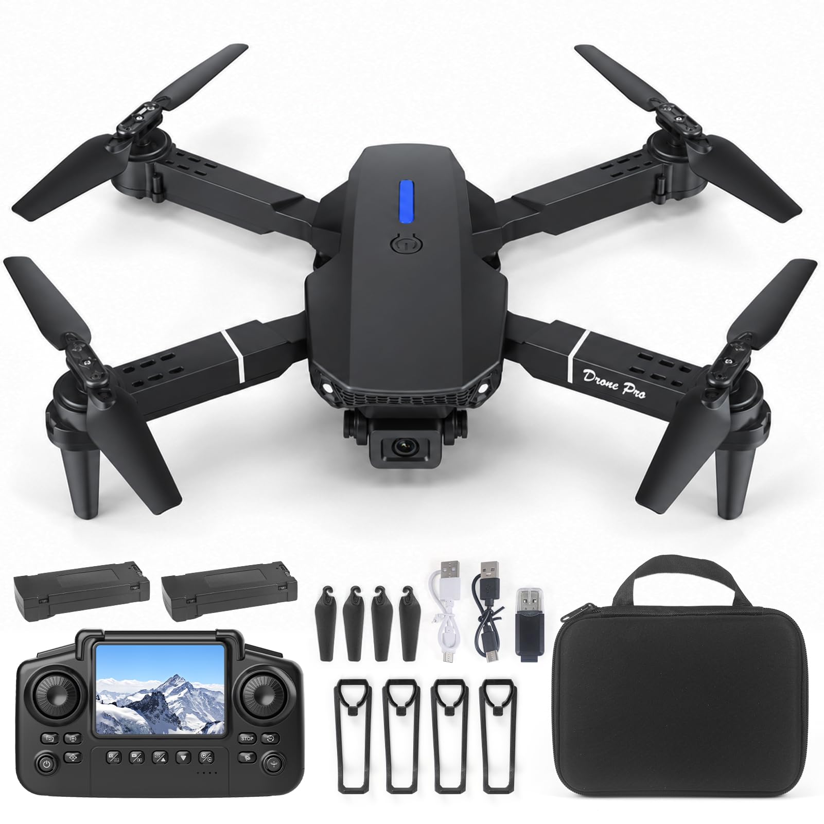 Drohne mit Kamera HD 4K,RC Faltbare FPV WiFi Live Ãœbertragung Drohne für Kinder Anfänger,2 Akku Lange Flugzeit,Headless Modus,Flugbahnflug,Hindernisvermeidung,One Key Start/Landen,Headless Modus