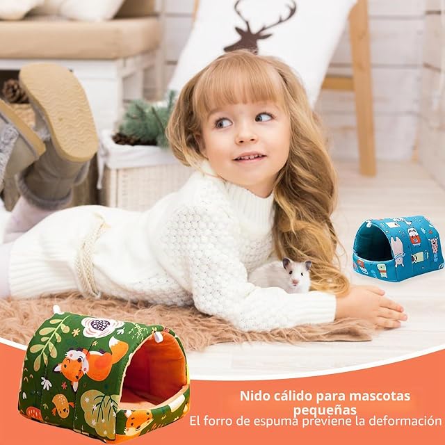Foto 5 de 7 de 2 Piezas de Cama Lavable para Cobayas, Cueva para Cobayas, Cueva para Guardar Cobayas, Jaula de Hámster