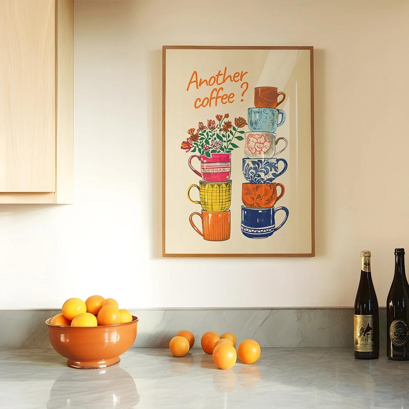 ZHAOLIN Śmieszne kubki do kawy kwiatowe artystyczne wydruki ścienne plakat kolejna kawa nowoczesny modny obraz na płótnie do jadalni dekoracja kuchni 20 x 30 cm wewnętrzna ramka
