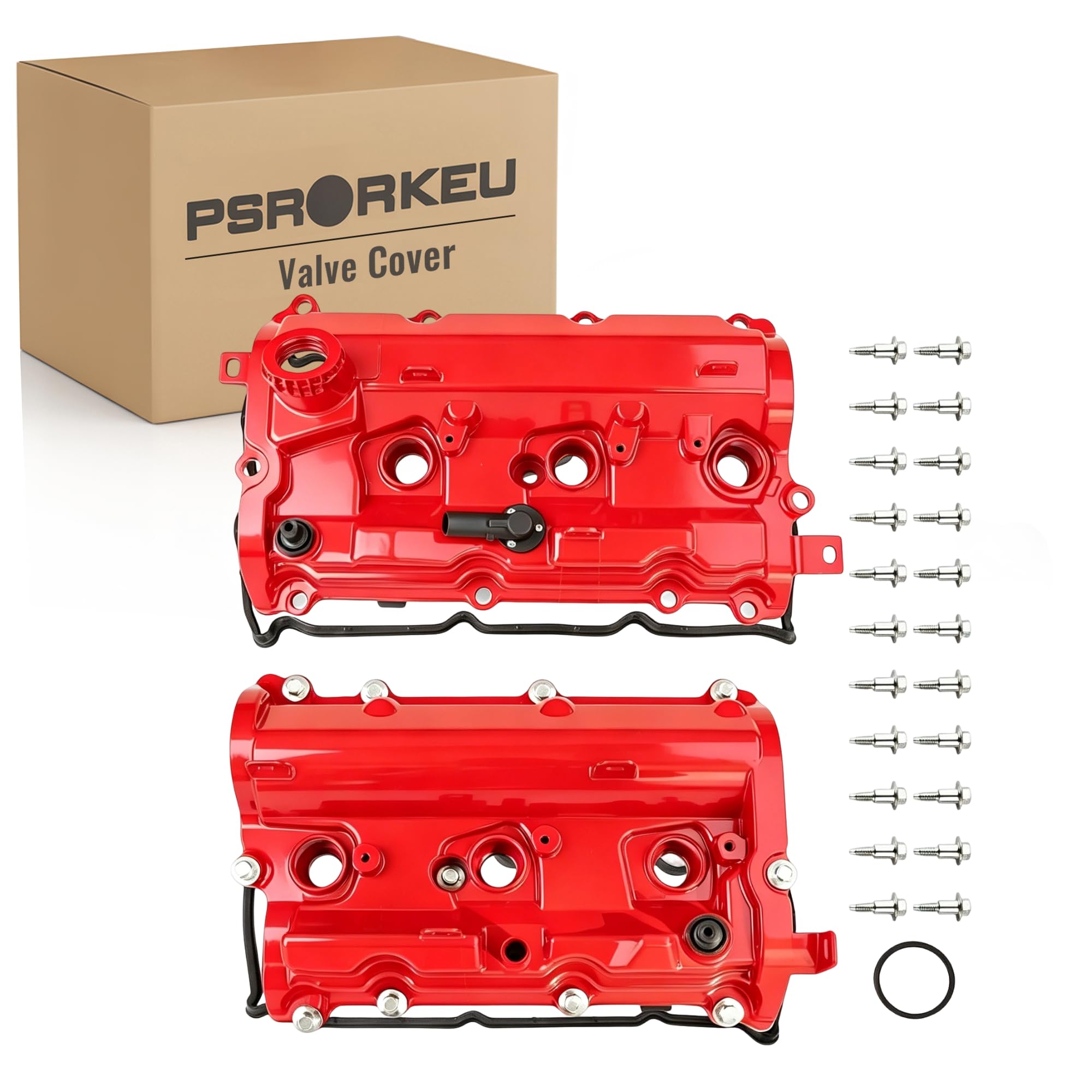 Aluminum Left & Right Engine Valve Cover w/Gasket Red Fits Infiniti G37 M37 2008-2013 Fits Infiniti Q50 Q60 Q70 QX50 QX70 2014-2019 Fits Nissan 370Z