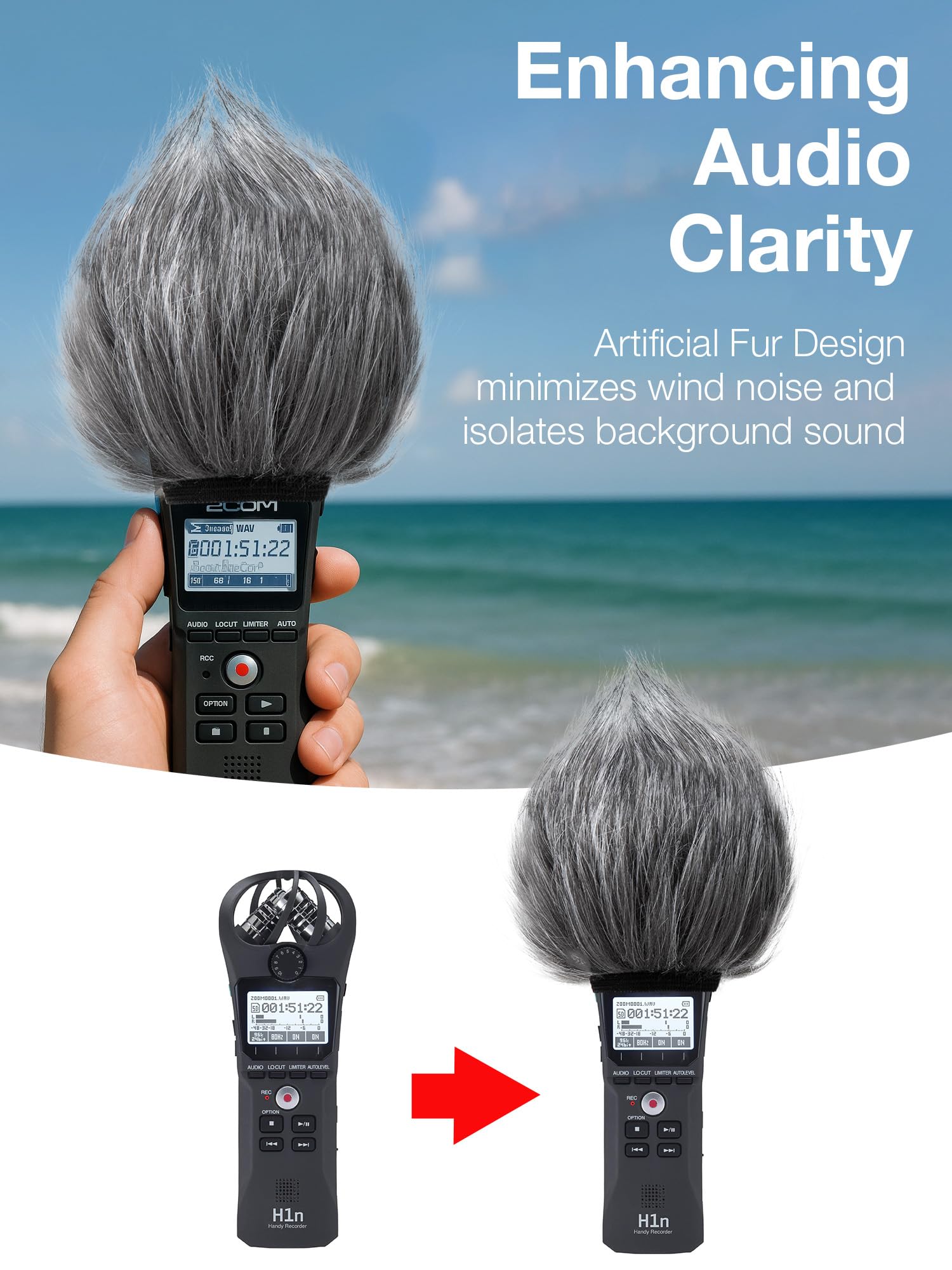 Deadcat Wind Muff SUNMON H1N Microphone Windscreen - Furry For