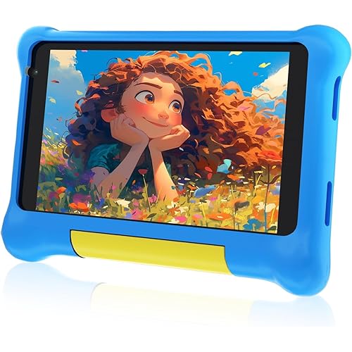 Tablet for Kids, Android Kids Tablet 7 inch Quad-Core with Case, 32GB 128GB TF Card Expandable for Toddler Children, Parental Control, Dual Camera, Type-C, WiFi,Gift, Blue