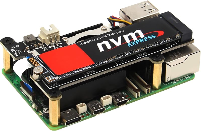 Geekworm X1001 PCIe a M.2 HAT Key-M NVMe SSD PIP Board para Raspberry Pi 5