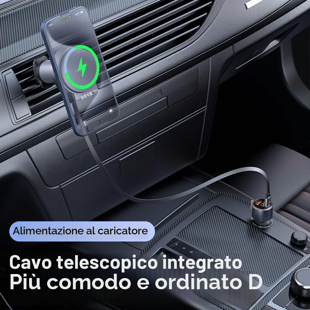 Mcdodo Supporto per cellulare auto con funzione di ricarica e cavo da 15 W per supporto auto Magsafe, funzione di ricarica compatibile con auto, magnete senza fili, per iPhone 15, 14, 13, 12