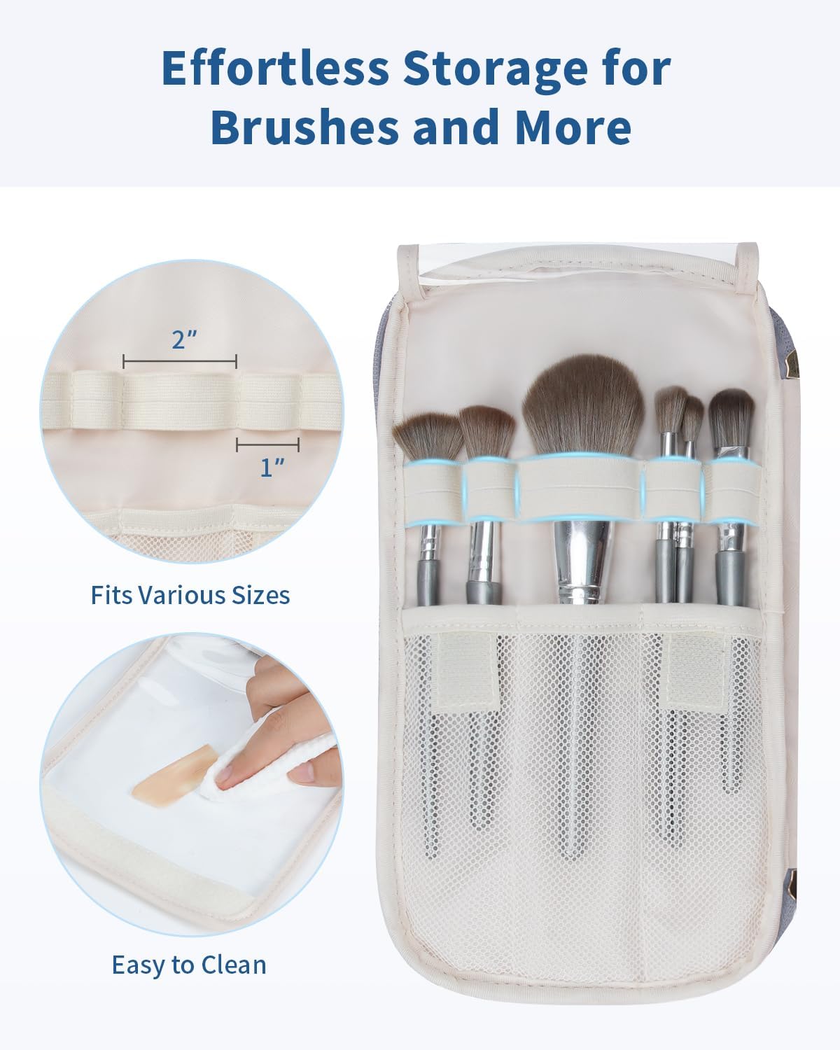 WANDF Travel Toiletry Bag for Women, Wide-open Large Makeup Bag with Handle, Puffy Makeup Organizer for Toiletries, Cosmetics, Accessories, Essentials (Slate Blue) - Image 4