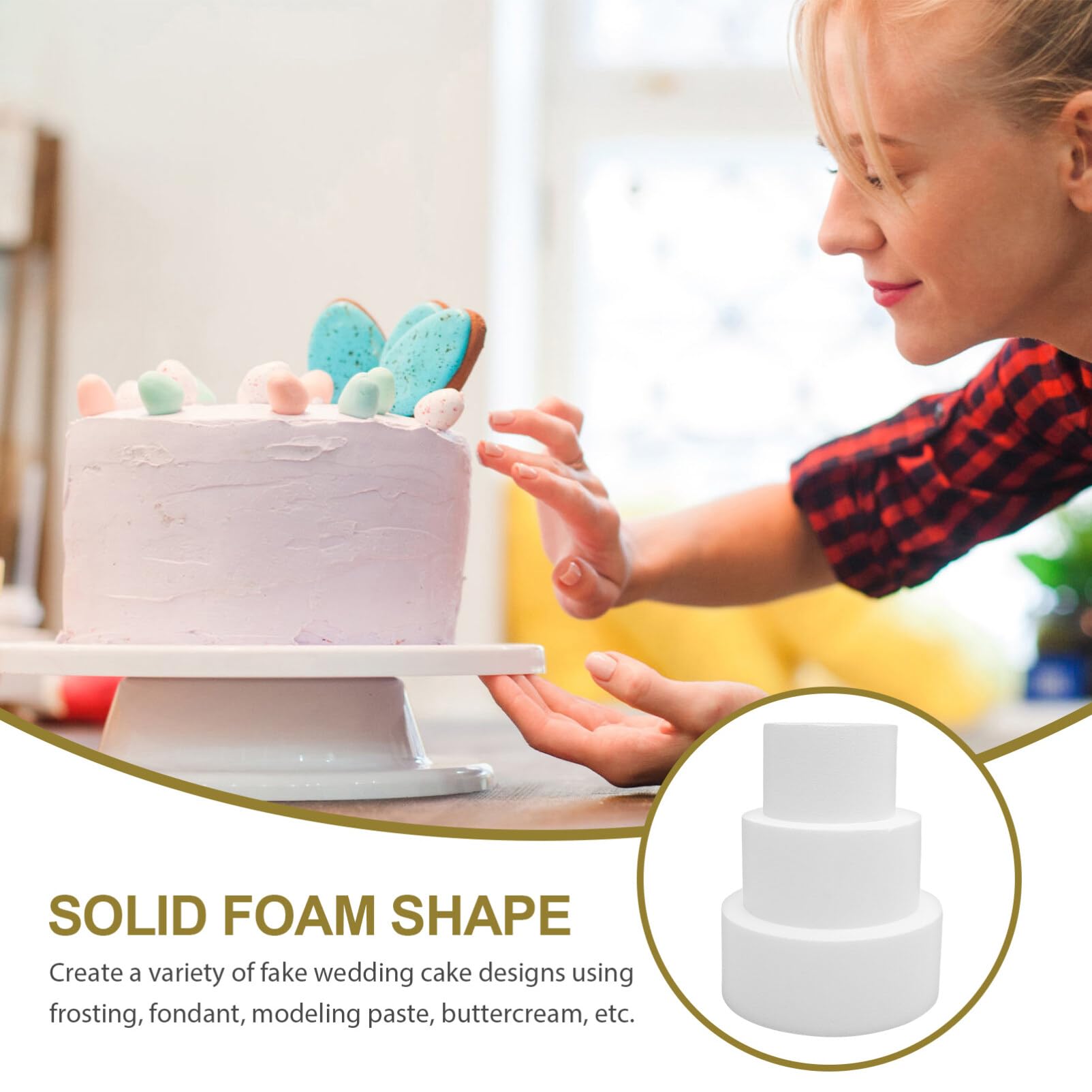 Présentoir à gâteau rond en mousse à 3 couches - Moule à gâteau factice - Moule à gâteau hémisphère pour pâtisserie, sculpture, modélisation, décoration, arts de mariage, artisanat, gâteau en mousse