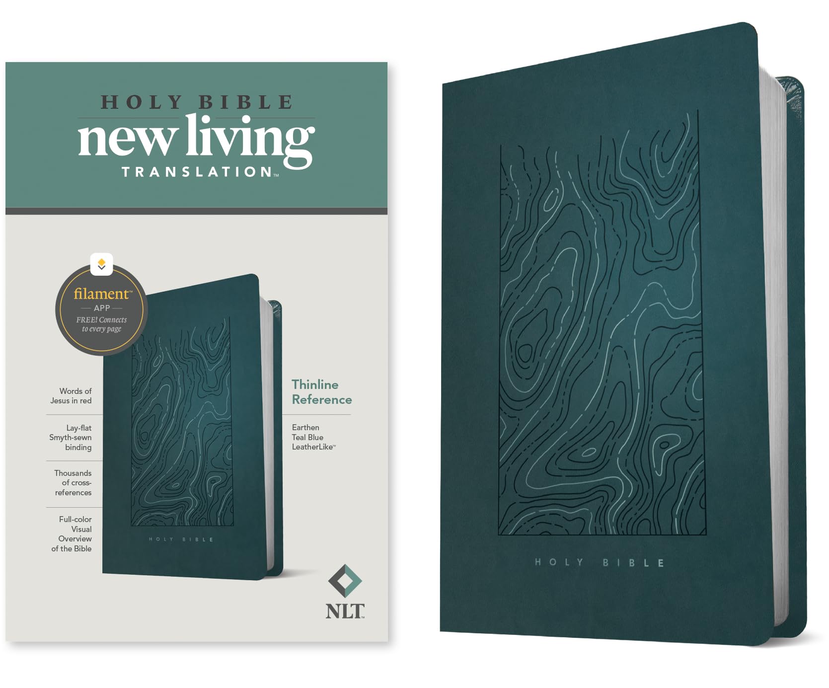 NLT Thinline Reference Bible, Filament Enabled Edition: New Living Translation, Thinline Reference Bible, Teal Blue, Filament Enabled Edition, Red Letter, Leatherlike Imitation Leather – 8 Sept. 2020