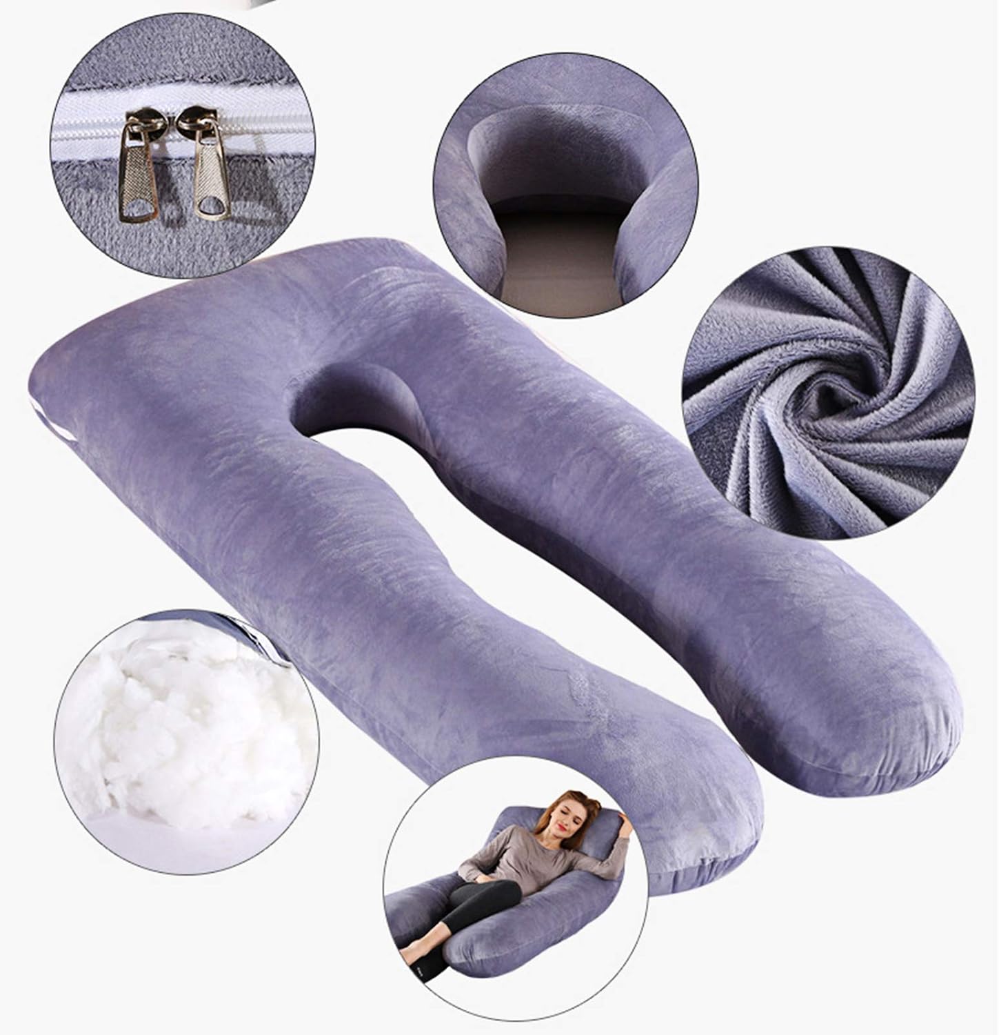 IOCCIOBB Pregnancy Pillow,100% Cotton U-Shaped Maternity Pillow, Maternity Pillow,Include Cotton Pillow Cover, Detachable Washable, Body Support Pillow, Relieve Muscle Soreness (Color : 7)
