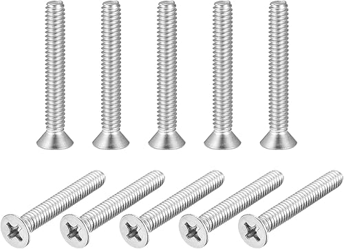 uxcell Tornillos de máquina de cabeza plana de 1/4-20x1-3/4 "Tornillos de acero inoxidable Phillips 304 10pcs