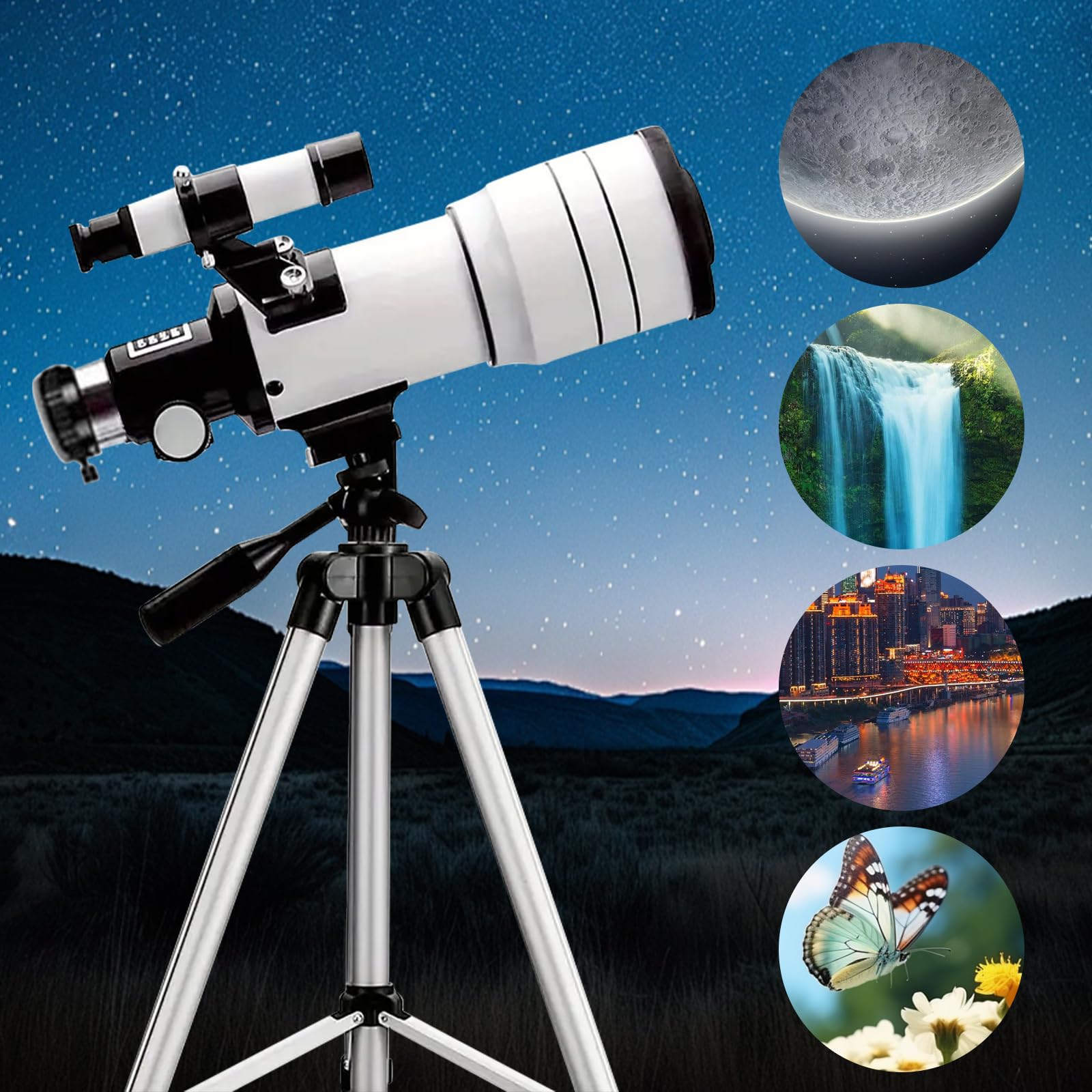 ACESOME Teleskop für Kinder Erwachsene, Telescope Astronomy Vergrößerung 15-150x, 70mm Spiegelteleskop, Teleskop mit Handyhalterung und Sonnenfilterfolie