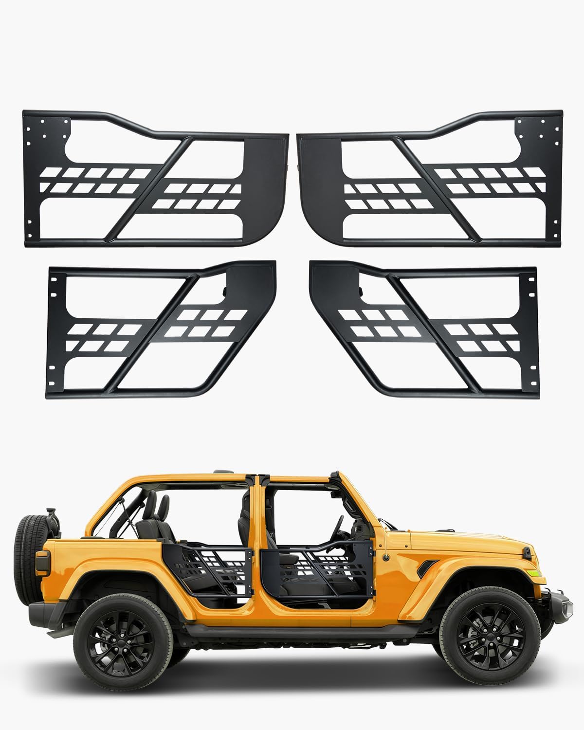 VEVOR Jeep JK Tube Doors 4 Door Fit for 2007-2018 Jeep Wrangler JK Hunting Style Jeep Tubular Door with Rubber Pads & Toughened Steel Tube & Heavy-Duty Hinges & OE Latch