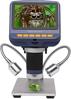 Andonstar AD106S Digital Solder Microscope USB Microscope Electronic Repair Coin Collection Jewelry Plant Stone Children Student Biology Slides Observation 200X Magnification with 4.3-inch Display
