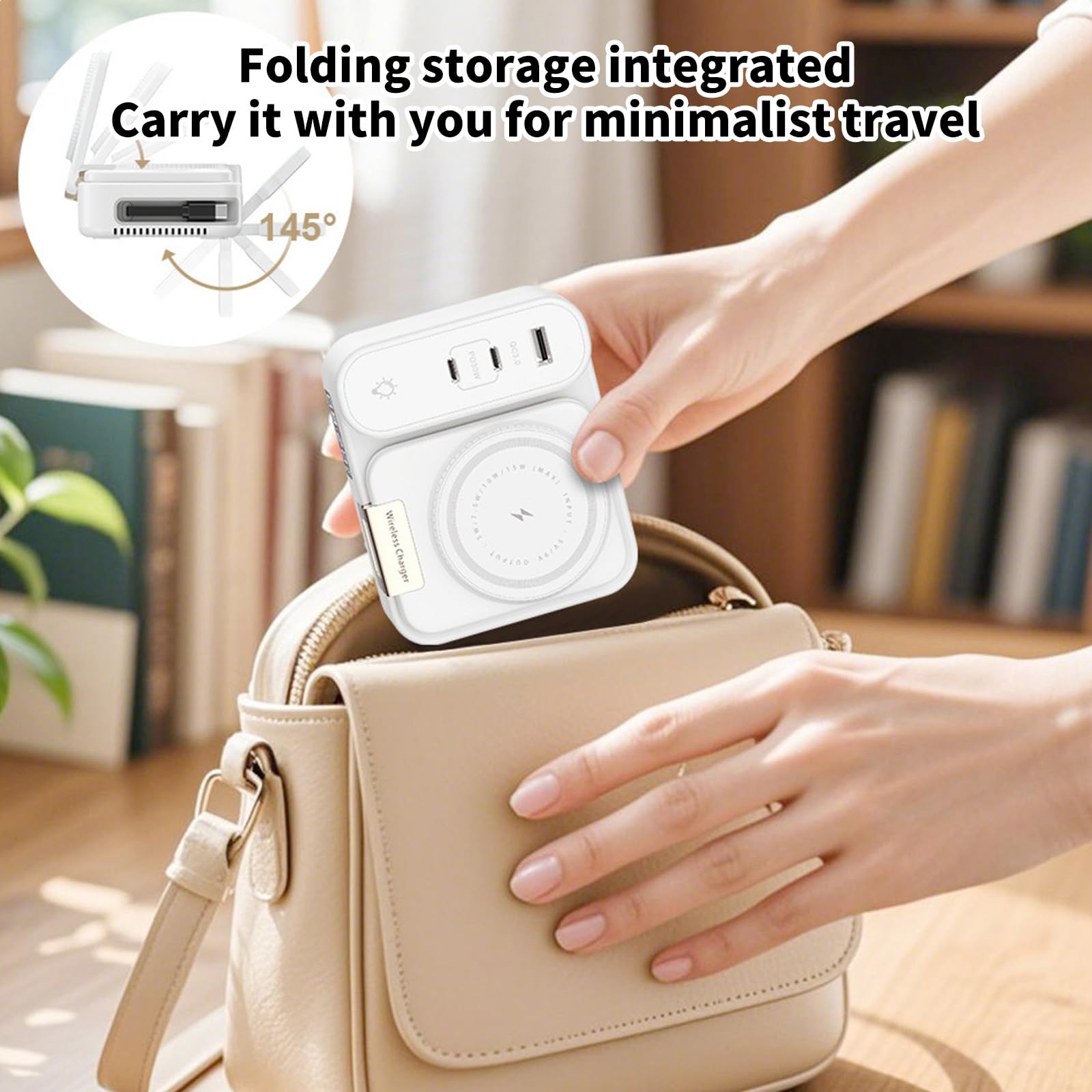 Caricabatterie magnetici con Cavo Retrattile 3 in 1 15W per Smartphone e smartwatch Caricabatterie con Cavo Retrattile