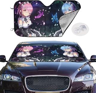 Anime Car Windshield Sun Shade for Ram and Rem，Fits Most Car 737466444