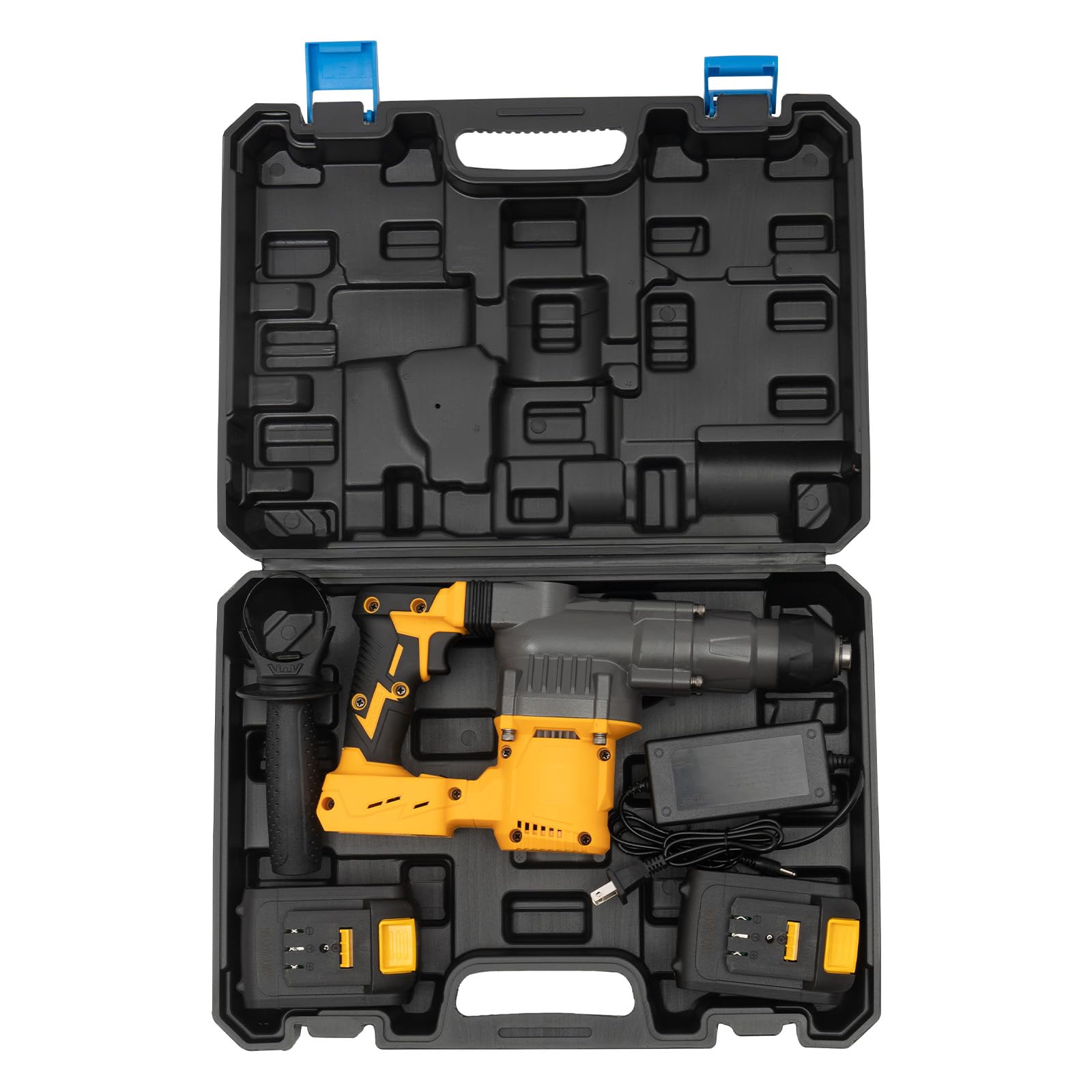CNCEST Rotary Hammer SDS,Rotary Hammer Drill,SDS Rotary Hammer Drill (Yellow,98VF,2 x Lithium Batteries,Model #A)