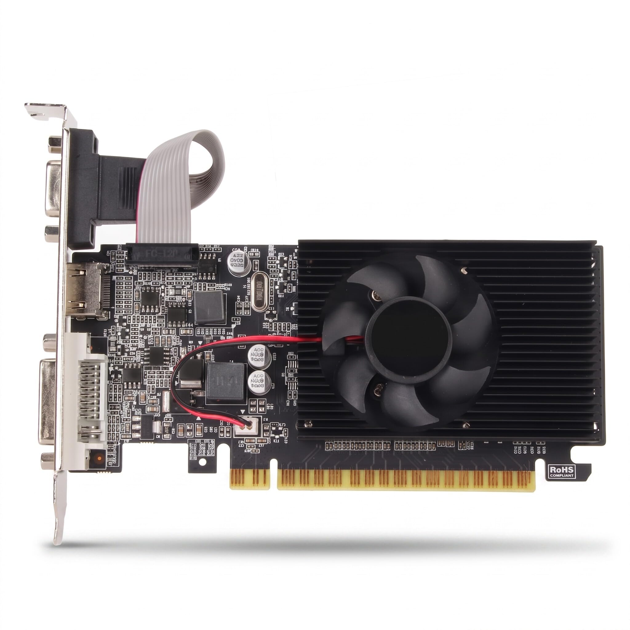 GT610 1 GB Dyskretna Karta Graficzna, Komputer Stacjonarny 64-bitowa Karta Graficzna z Portem HDMI VGA DVI, PCI Express X16 2.0 Szybkie Chłodzenie 64-bitowa Karta Graficzna do