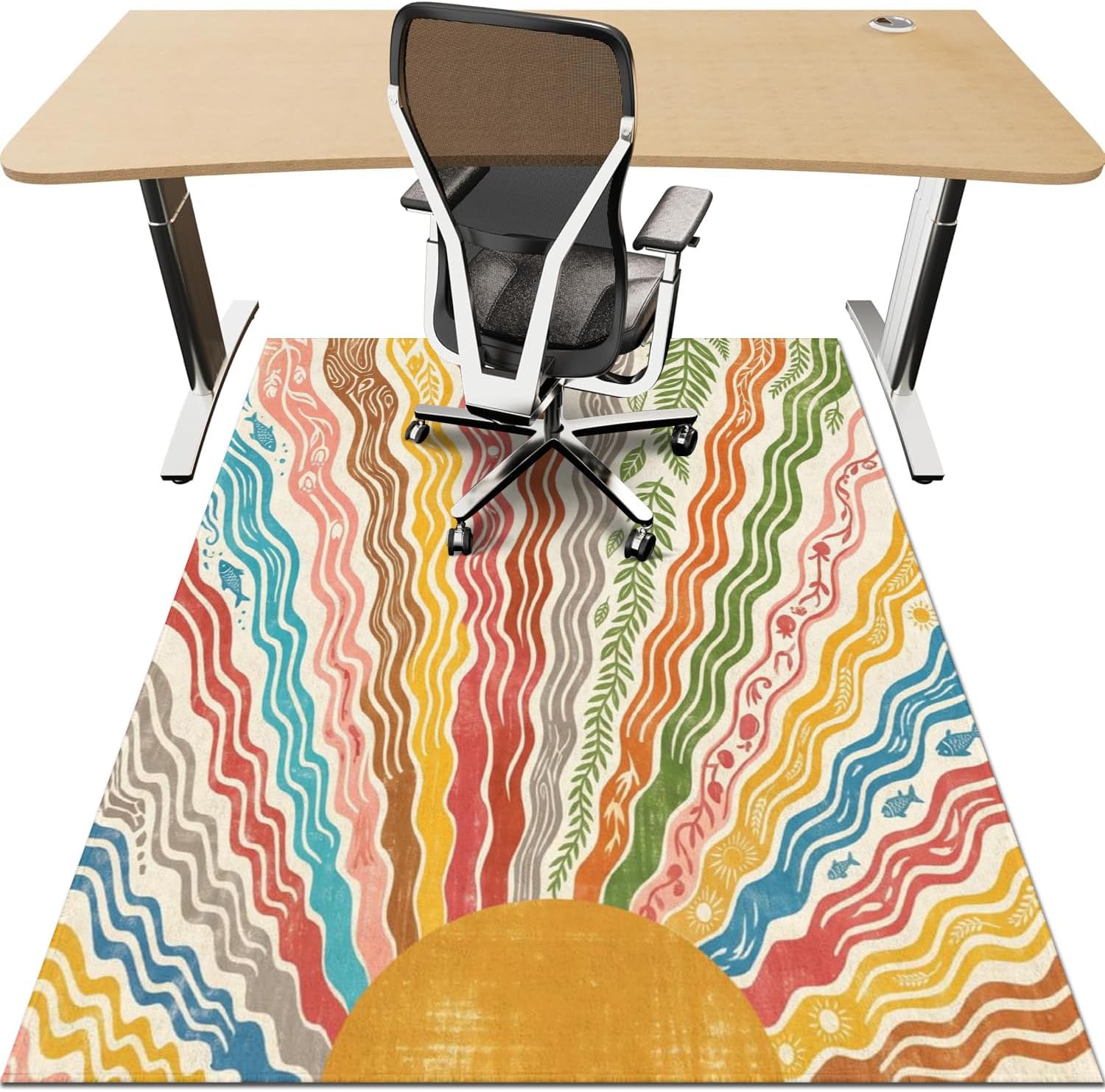 Wavy Pattern Office Chair Mat, Desk Floor Mat for Hardwood Floors 36x48in