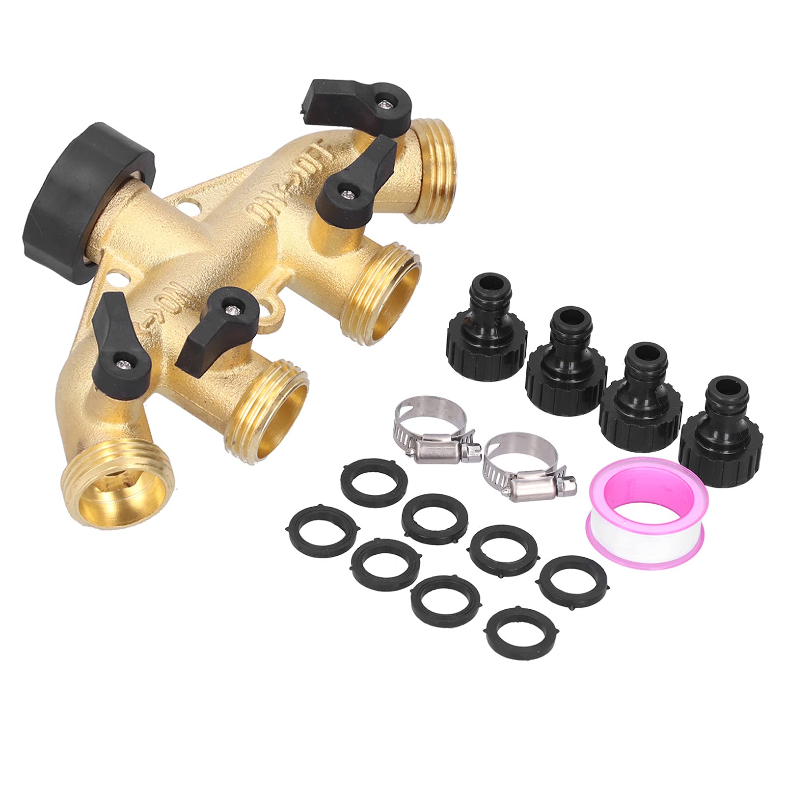 G3/4 Divisor de manguera de agua de 4 vías Adaptador de manguera de jardín Distribuidor de conector de riego para grifo