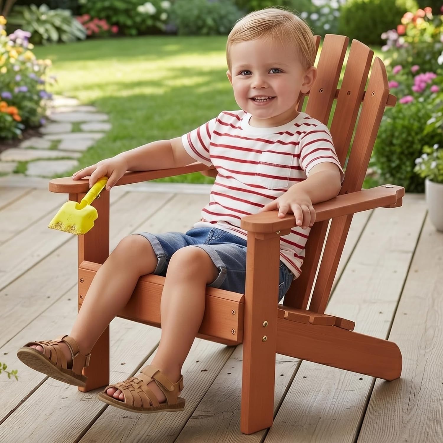 Anwick Folding Adirondack Chair for Ages 3-10, Kids Outdoor Wooden Lawn Chair for Pre-Assembled Back Rest, Toddler Patio Lounge Chair for Indoor Garden Lawn Backyard Deck Pool Beach Camping Firepit