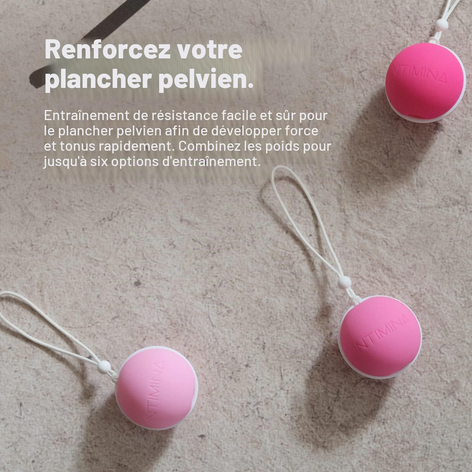 INTIMINA Ensemble Laselle Perle d’Exercice pour le Périnée - 3 Boules de Geisha pour le Plancher Pelvien, Kegel Balls (28 g, 38 g, 48 g)
