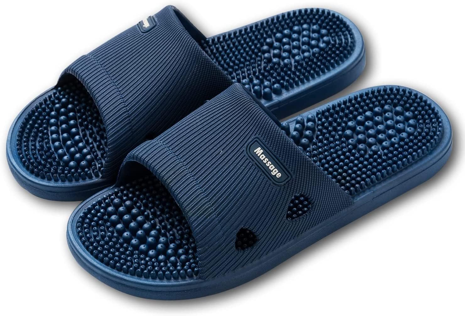 Massage Slippers Acupressure Foot Open Toe Reflexology Sandals Relief Neuropathy Arthritis Plantar Foot Pain Plantar Fasciitis Slippers Women Men Indoor Non-Slip (8-8.5 Men, Blue)