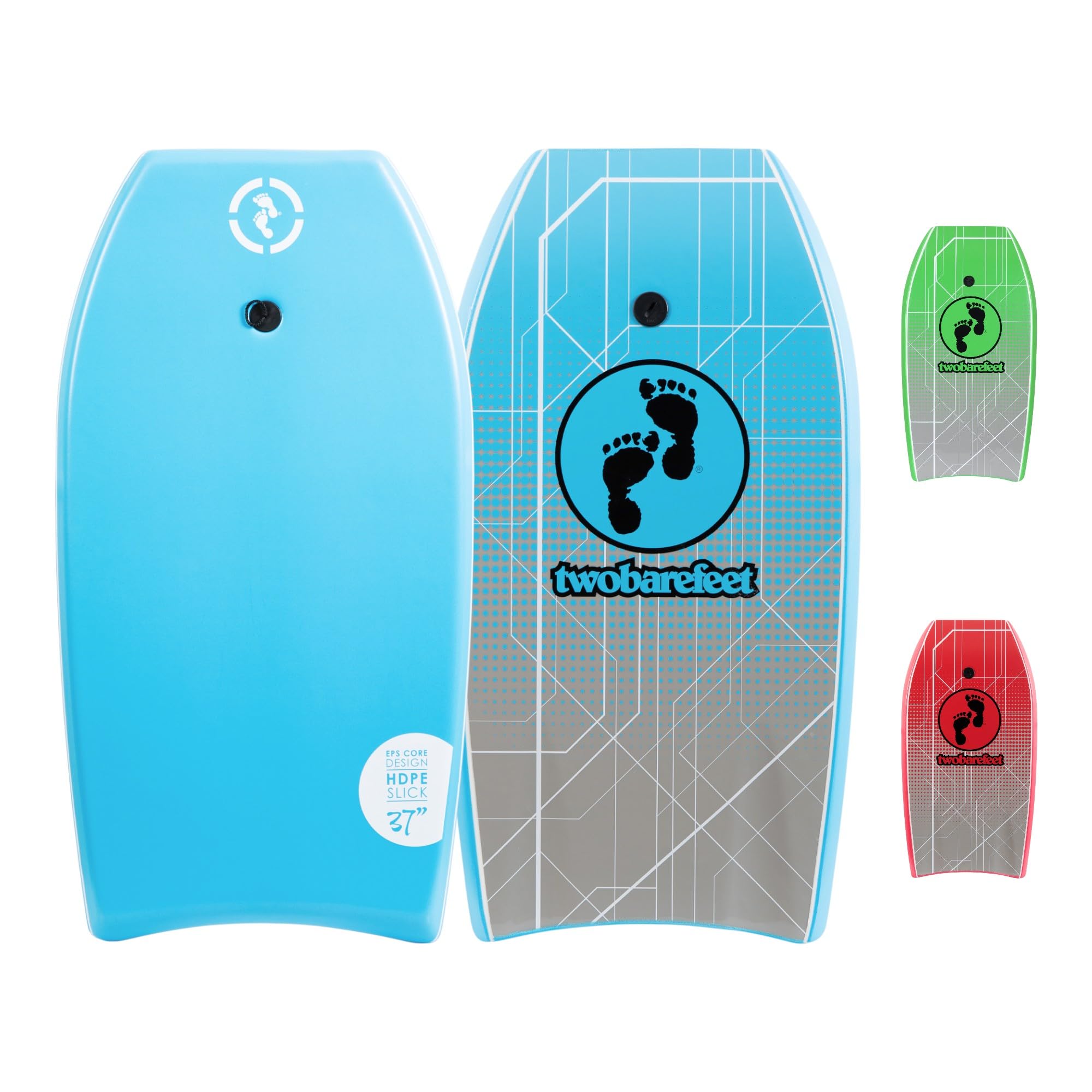 Two Bare Feet Bodyboard with Leash — Boogie Board for Kids | IXPE Foam Deck, EVA Core & Slick Bottom | Lightweight, Durable, High-Performance Wave Rider for Beach & Surf (Space Blue)