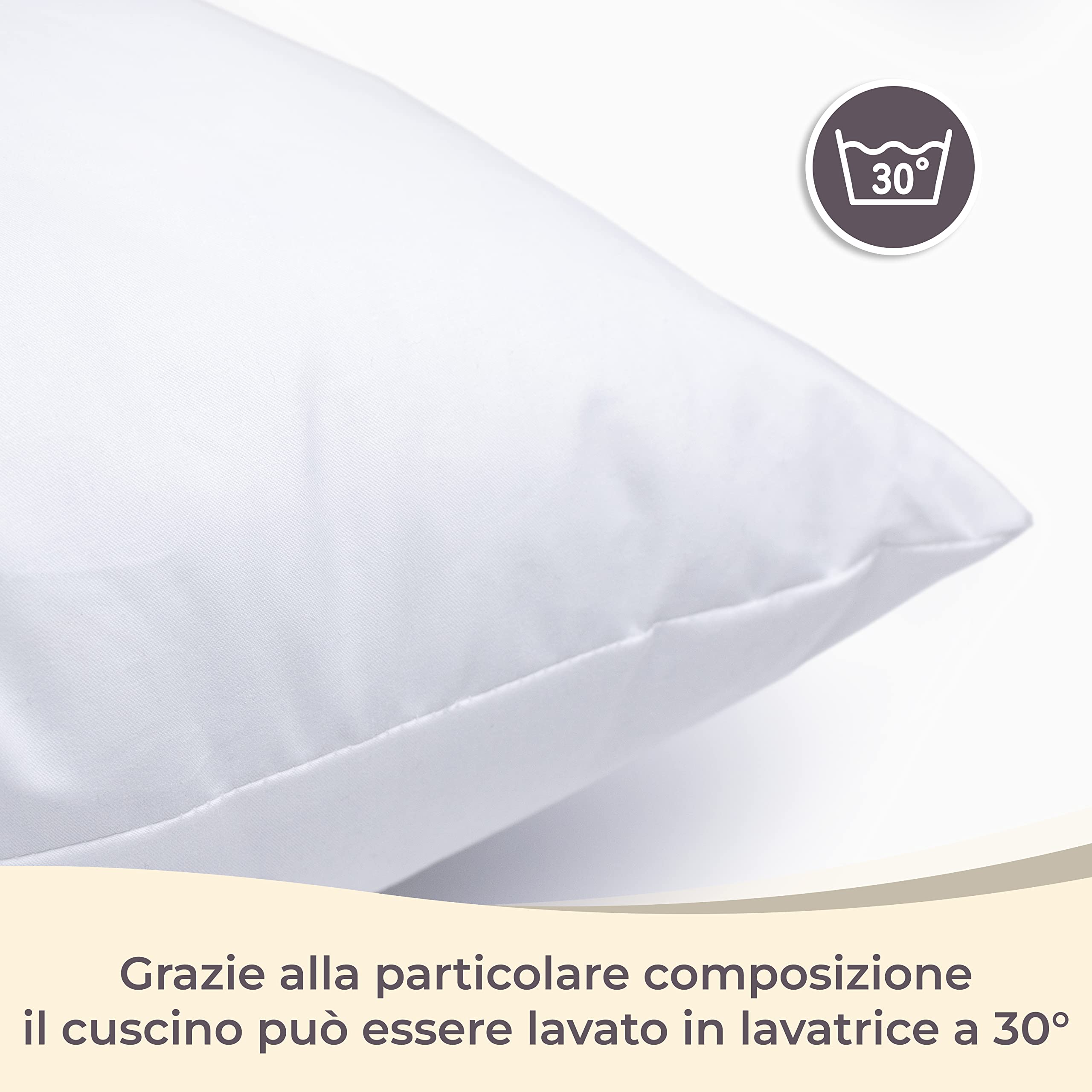 GM Soft Cloud Cuscini Letto 40x70 Guanciali per dormire 2 pezzi rivestimento 100% cotone fresco lavabile anallergico e traspirante Made in Italy
