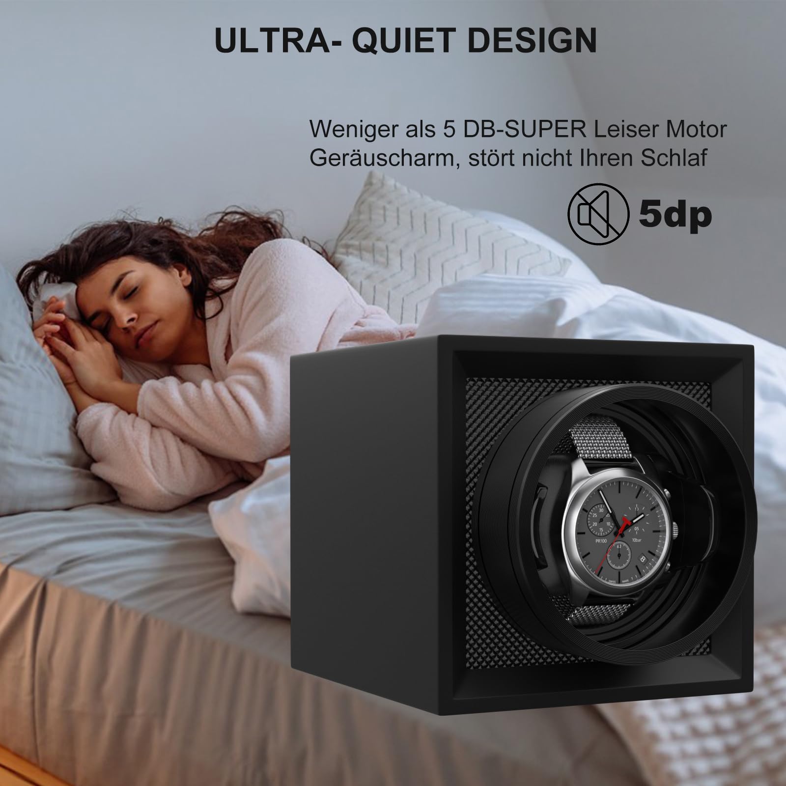 XTELARY Caja giratoria para Relojes Individuales, 1 Reloj con Motores Mabuchi, Funciona con Pilas o Fuente de alimentación para Hombres y Mujeres