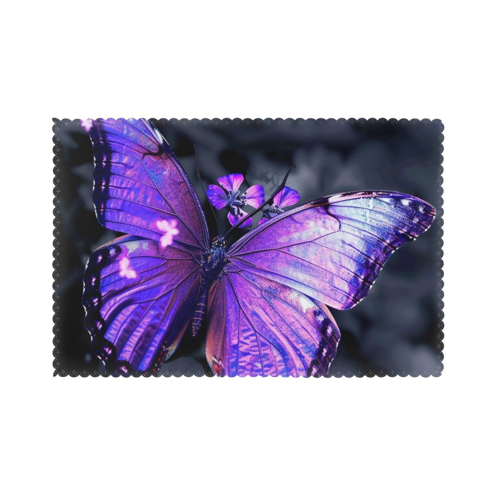 Butterfly Printed Placemat Heat Resistant Place Mats Set of 6 PCS Washable Kitchen Table Mats, 12x18 Inch