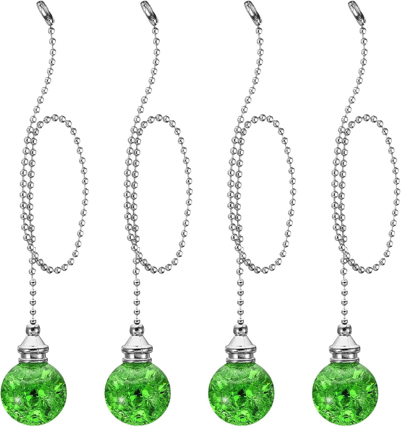 Home and Garden Parts 4Pcs 13" Ice Crack Ball Ceiling Fan Pull Chain Extender Set Green #CN/251024/07289